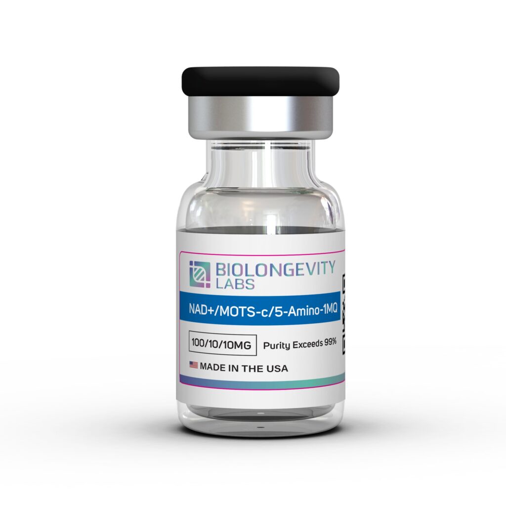 NAD+ / MOTS-c / 5-Amino-1MQ Blend – 120mg (100mg / 10mg / 10mg)